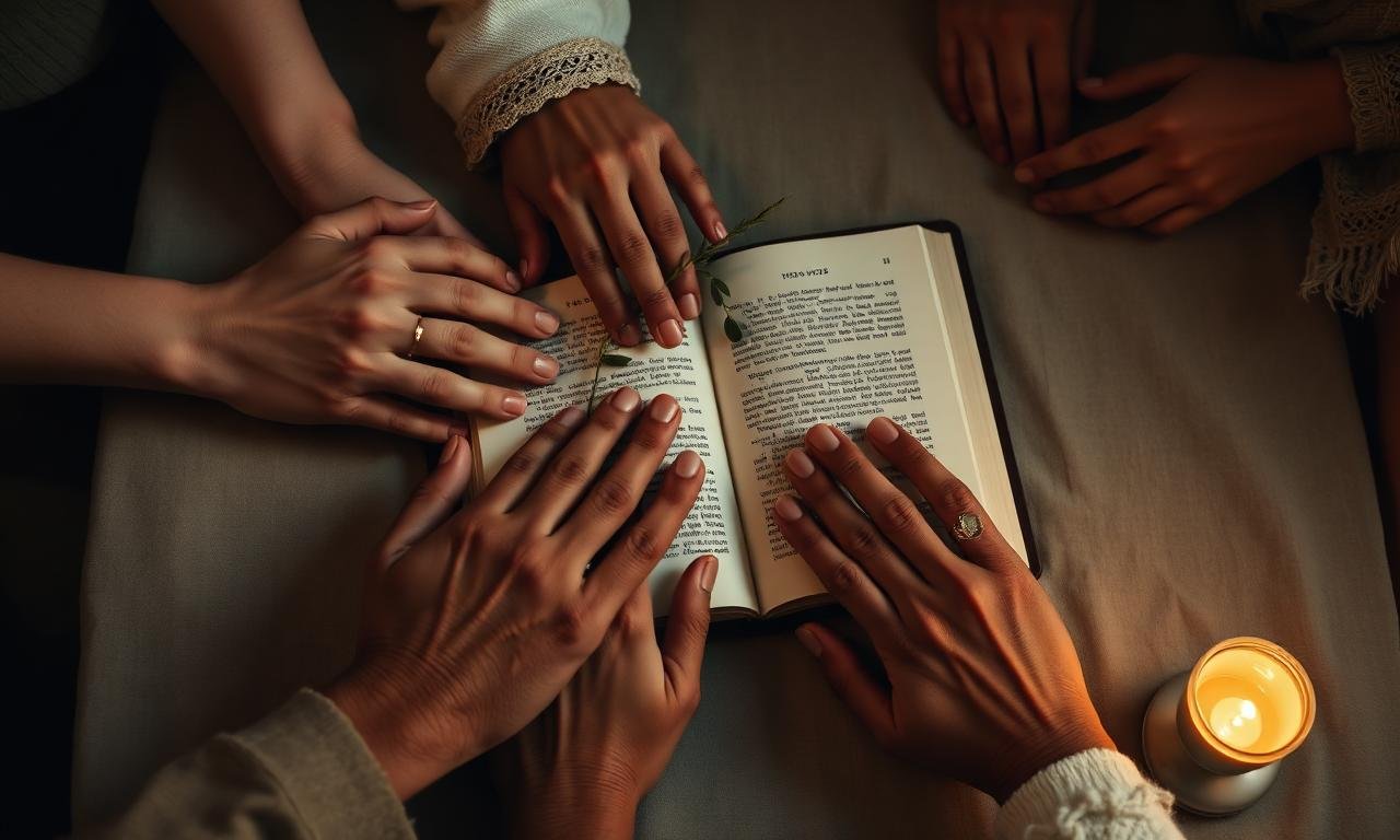 Mani di persone diverse attorno a un libro antico, in dialogo